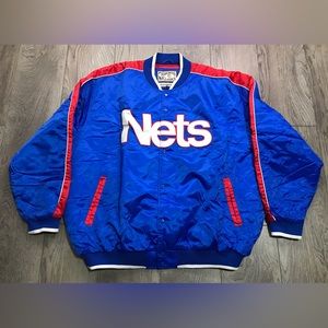 Hardwood classics GIII New Jersey nets satin puffer bomber quilted jacket 2XL